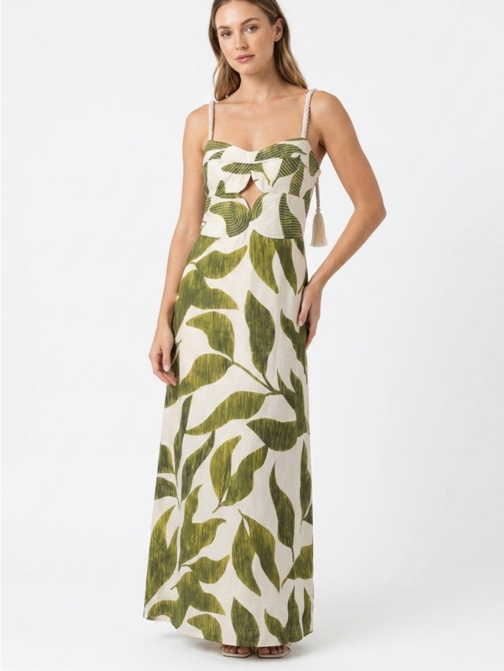ANTONIO MELANI Olive & Cream Cutout Camisole - Picture 2 of 11